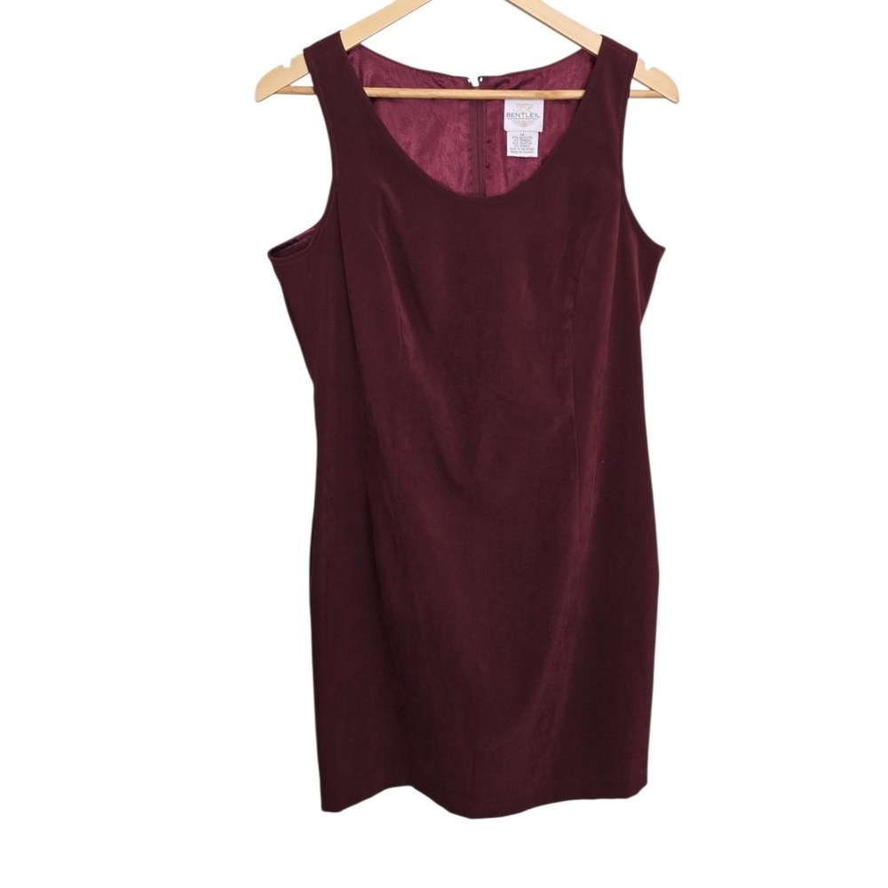 TR Bentley Burgundy ‎ V-Neck Sleeveless Sheath Dress Size 14 Vintage Chic 90s